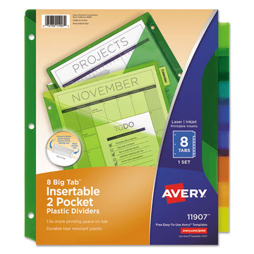 Avery® Insertable Big Tab Plastic 2-pocket Dividers, 8-tab, 11.13 X 9.25, Assorted, 1 Set freeshipping - TVN Wholesale